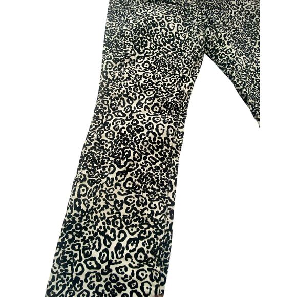Ann Taylor Modern Leopard Print Pants Womens Size 12 Black Ivory Stretch - Picture 2 of 7